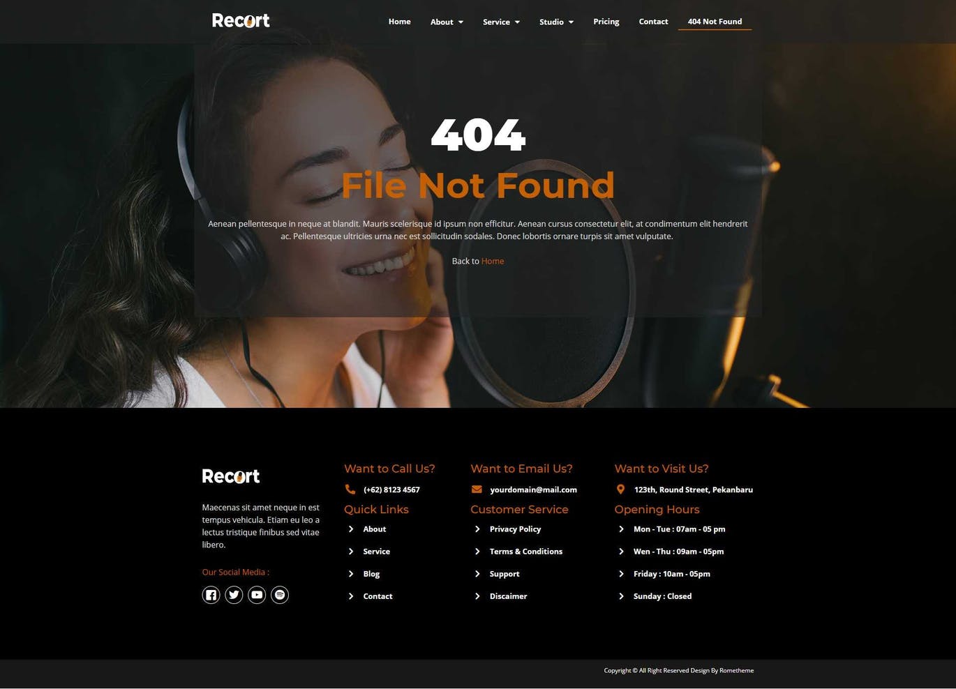 Recort Recording Studio Elementor Template Kit - Gallery Image