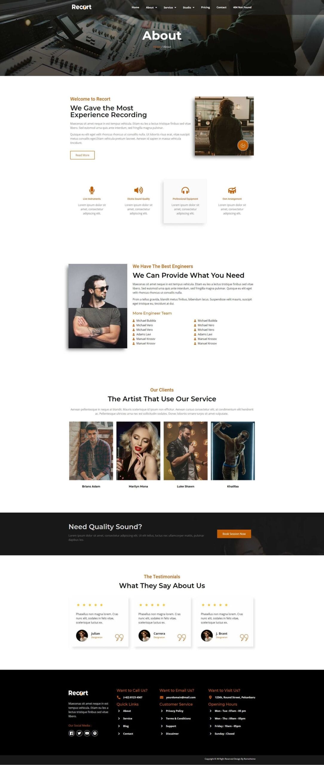 Recort Recording Studio Elementor Template Kit - Gallery Image