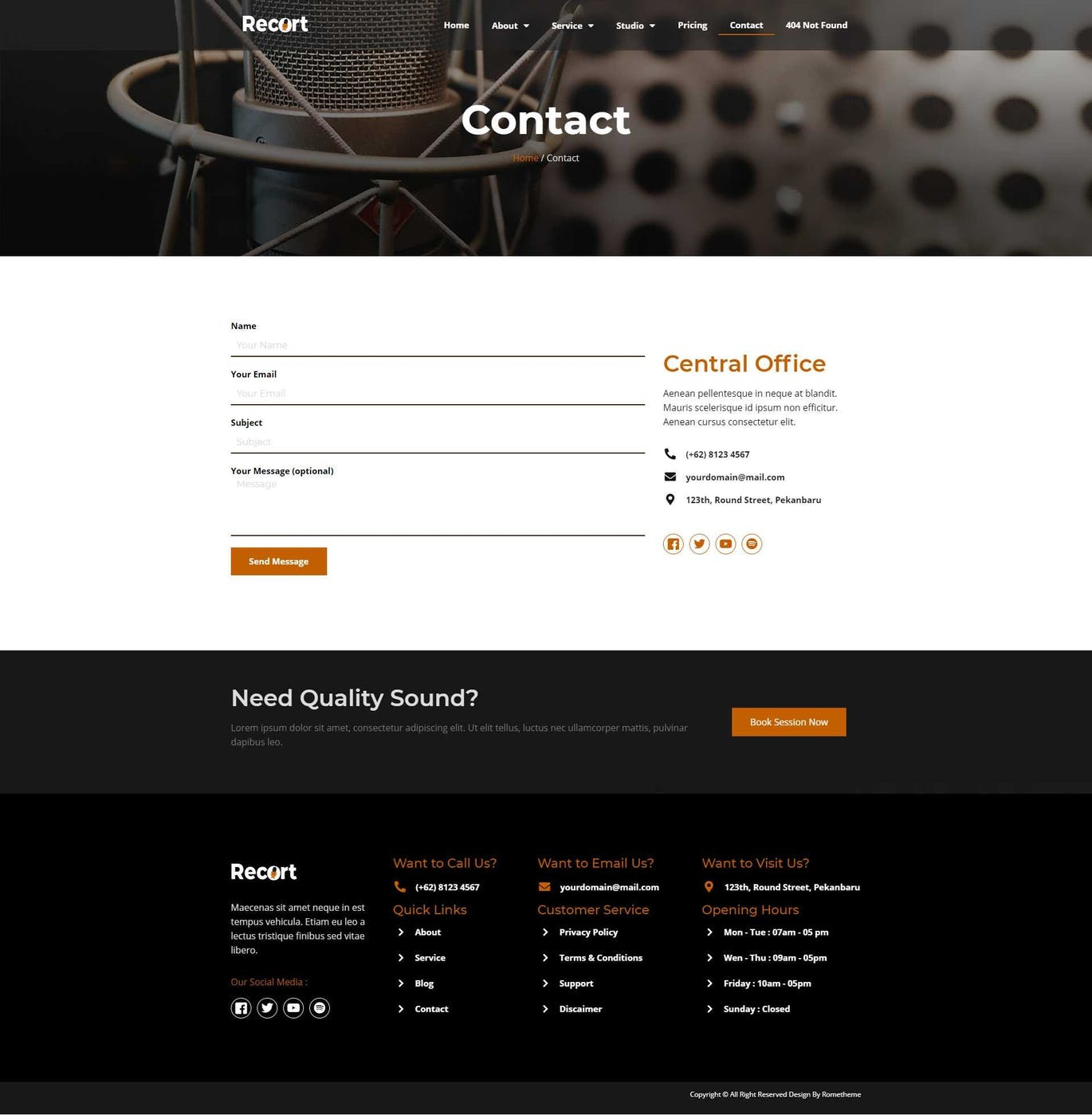 Recort Recording Studio Elementor Template Kit - Gallery Image