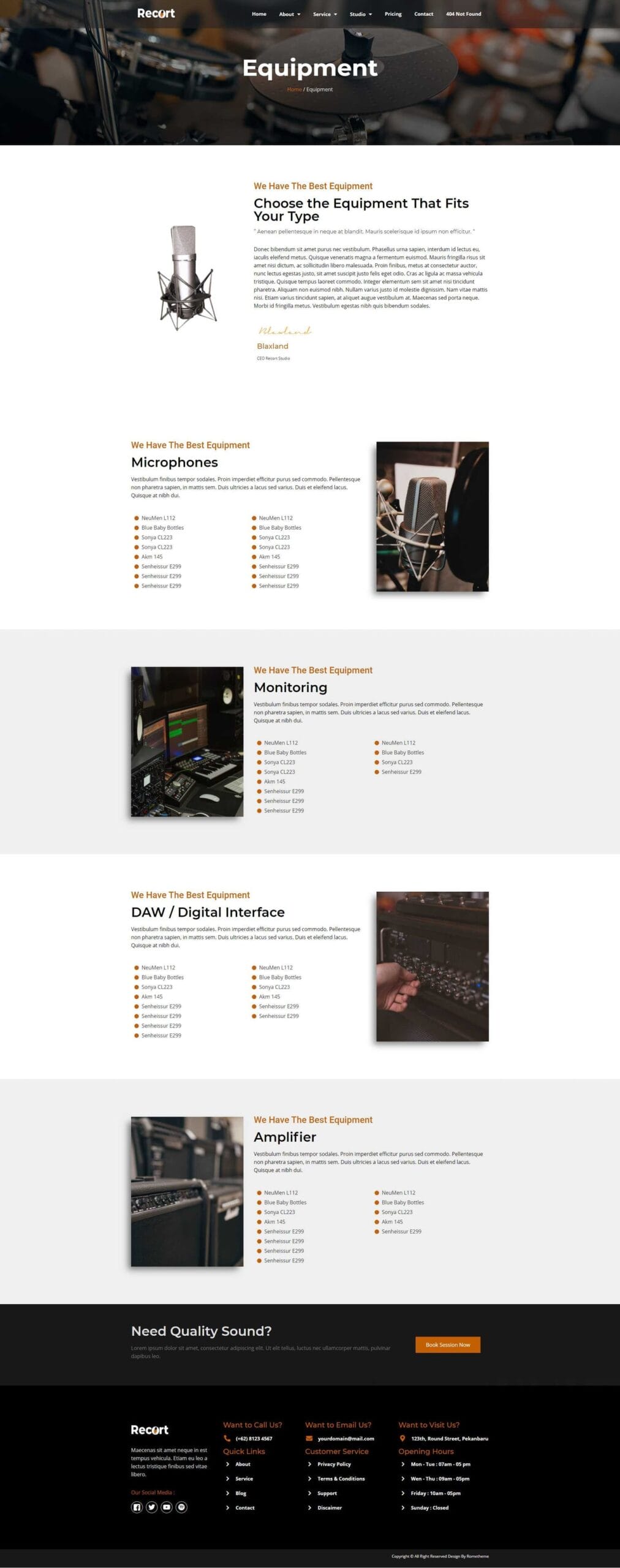 Recort Recording Studio Elementor Template Kit - Gallery Image