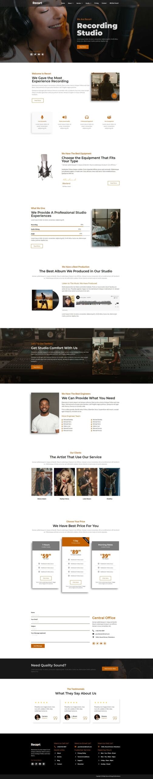Recort Recording Studio Elementor Template Kit - Gallery Image