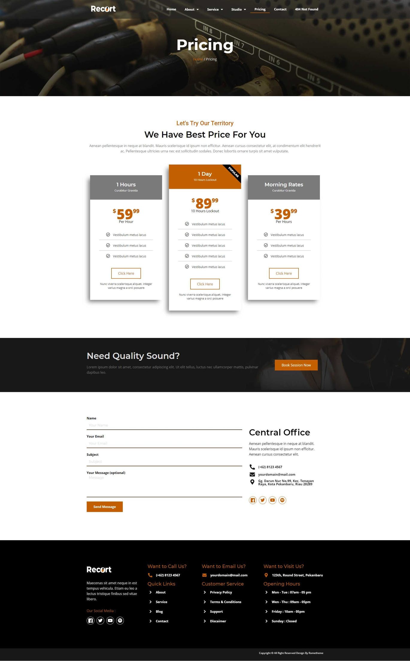 Recort Recording Studio Elementor Template Kit - Gallery Image