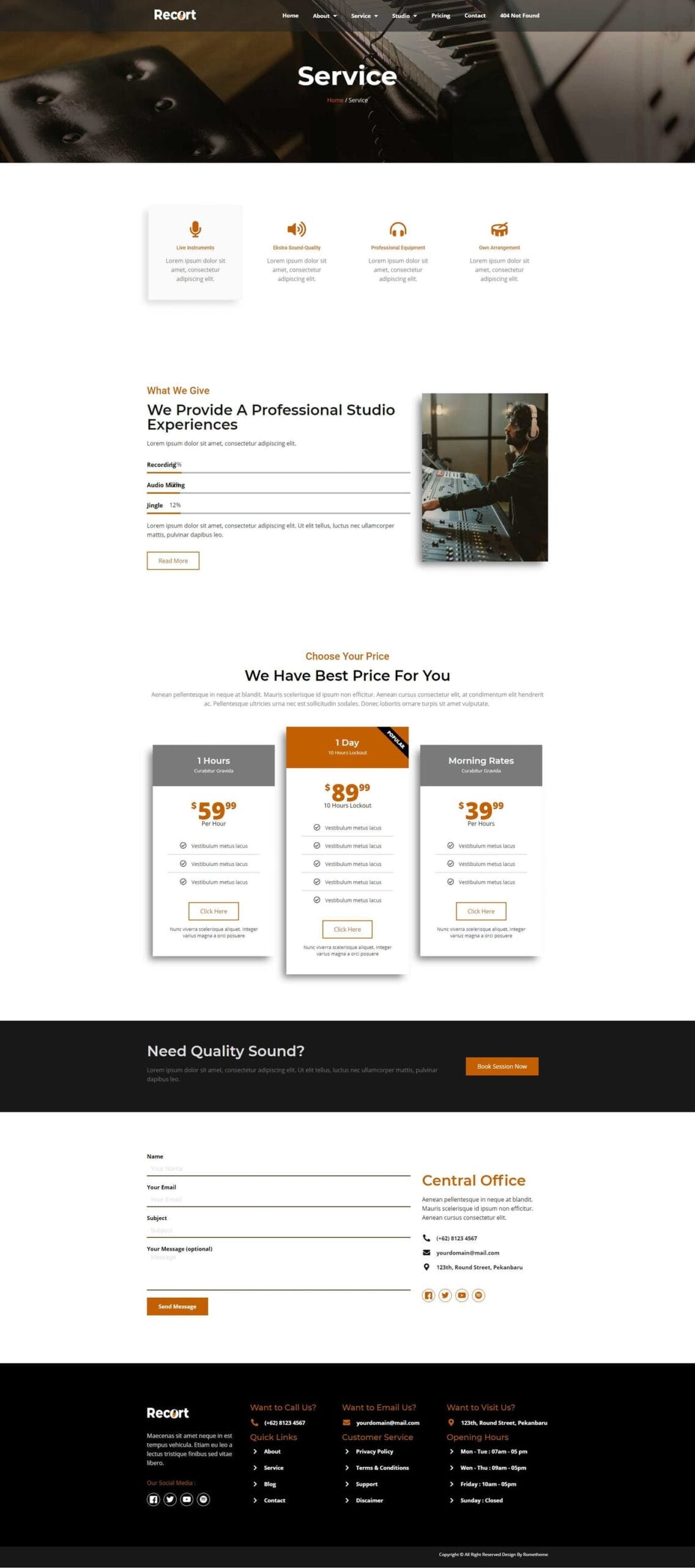 Recort Recording Studio Elementor Template Kit - Gallery Image