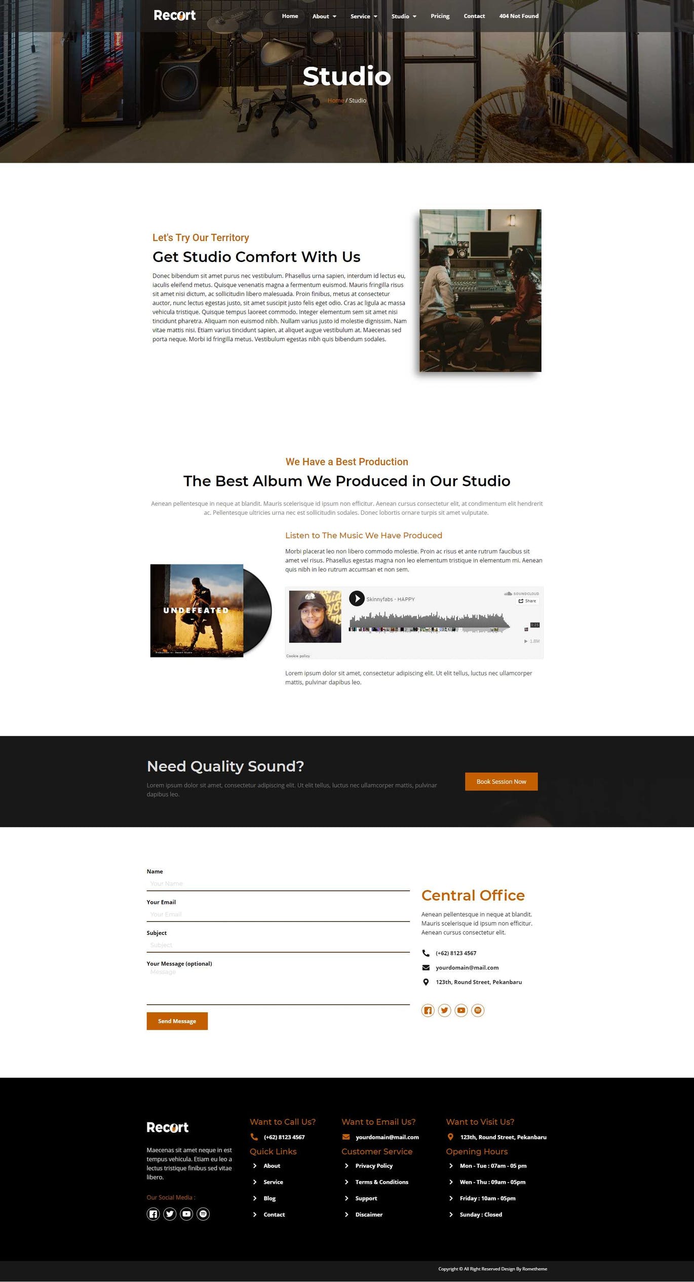 Recort Recording Studio Elementor Template Kit - Gallery Image