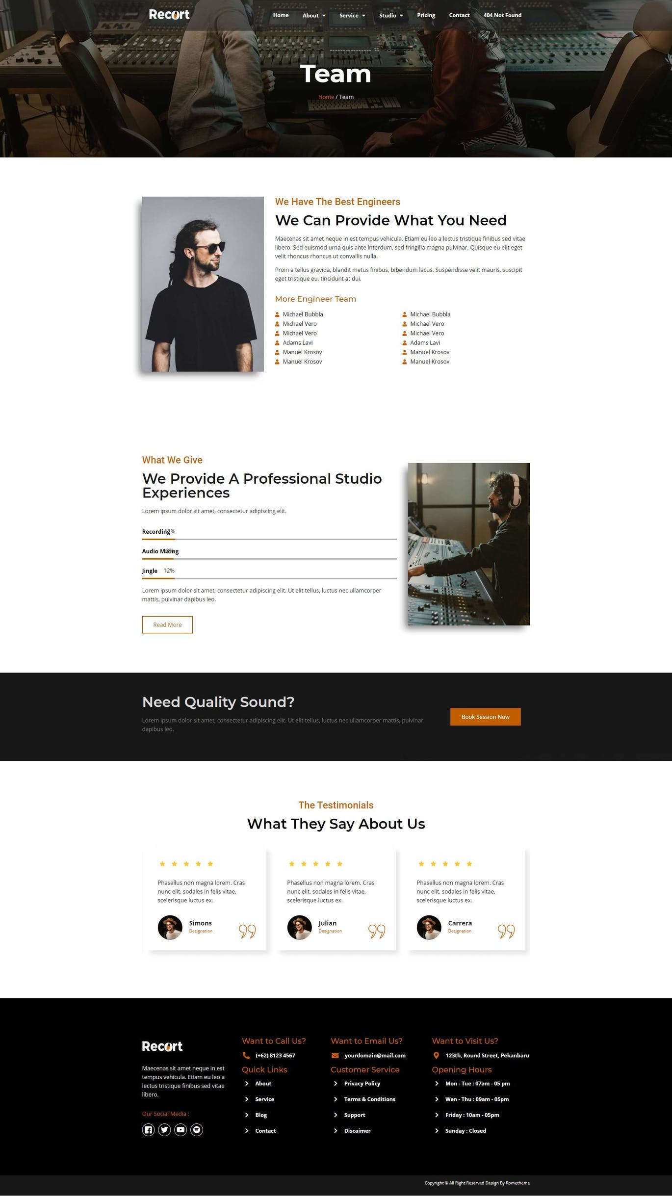 Recort Recording Studio Elementor Template Kit - Gallery Image